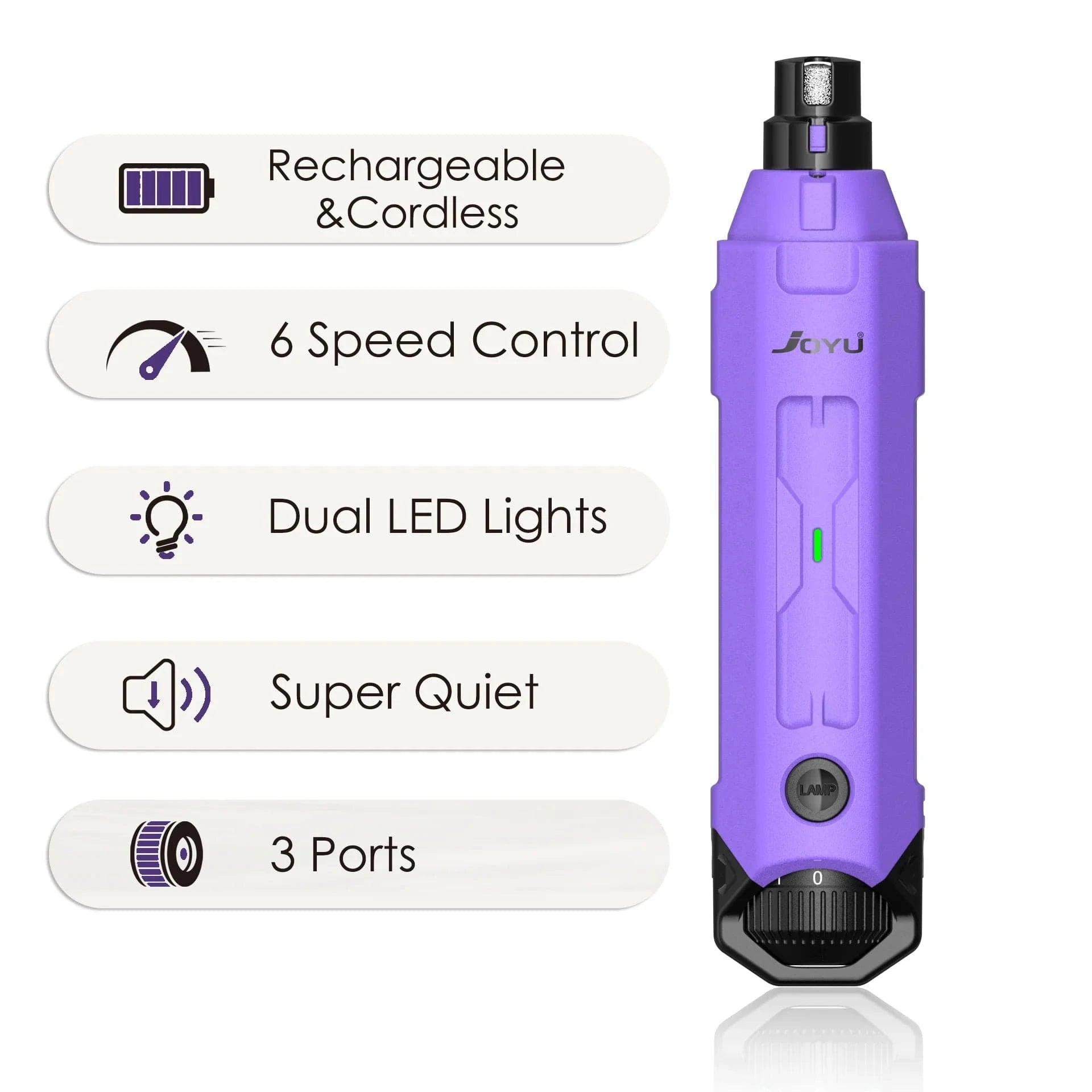 TechnuPet Dog Nail Care Purple / CHINA 6-Speed Rechargeable Dog Nail Grinder
