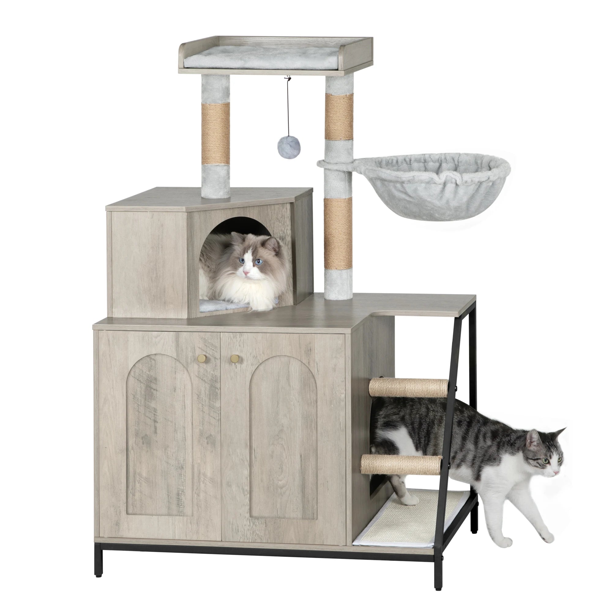 Cat Tree with Litter Box Cabinet