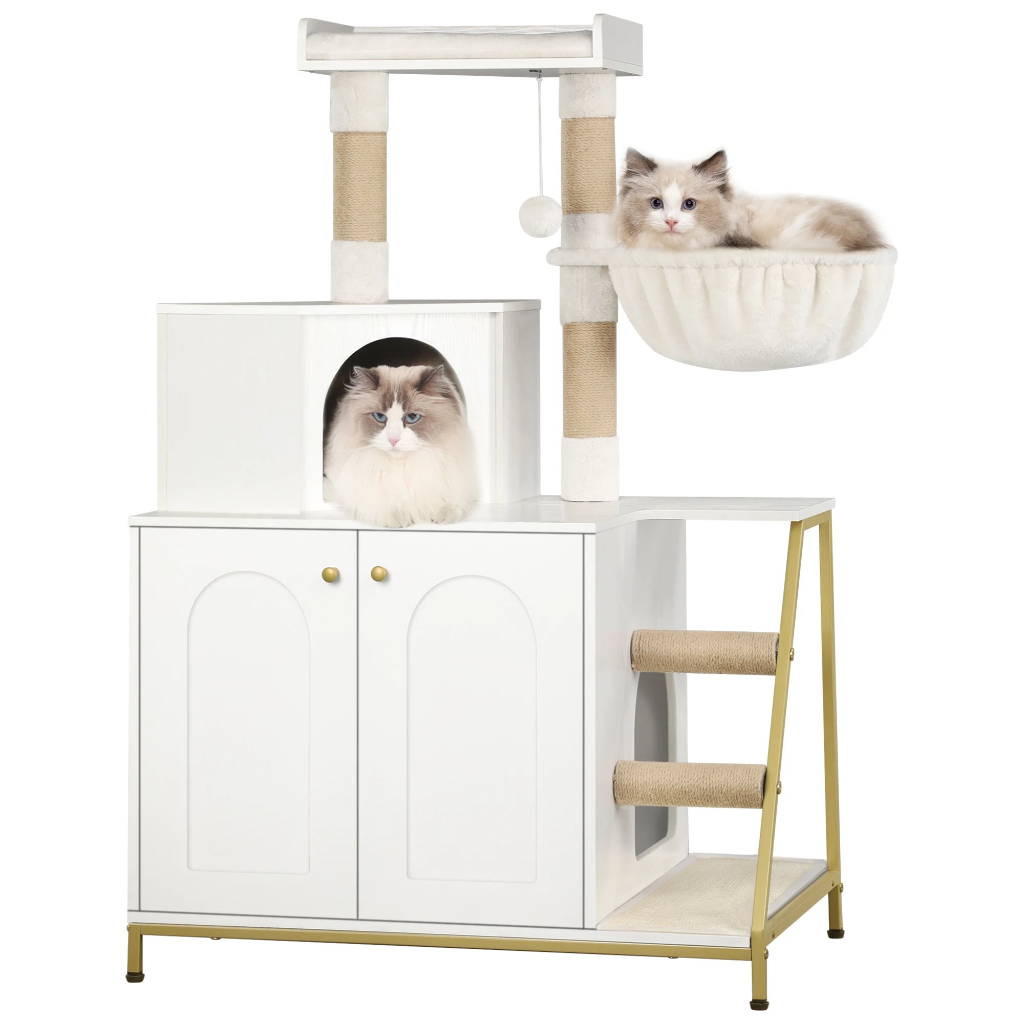 Cat Tree with Litter Box Cabinet