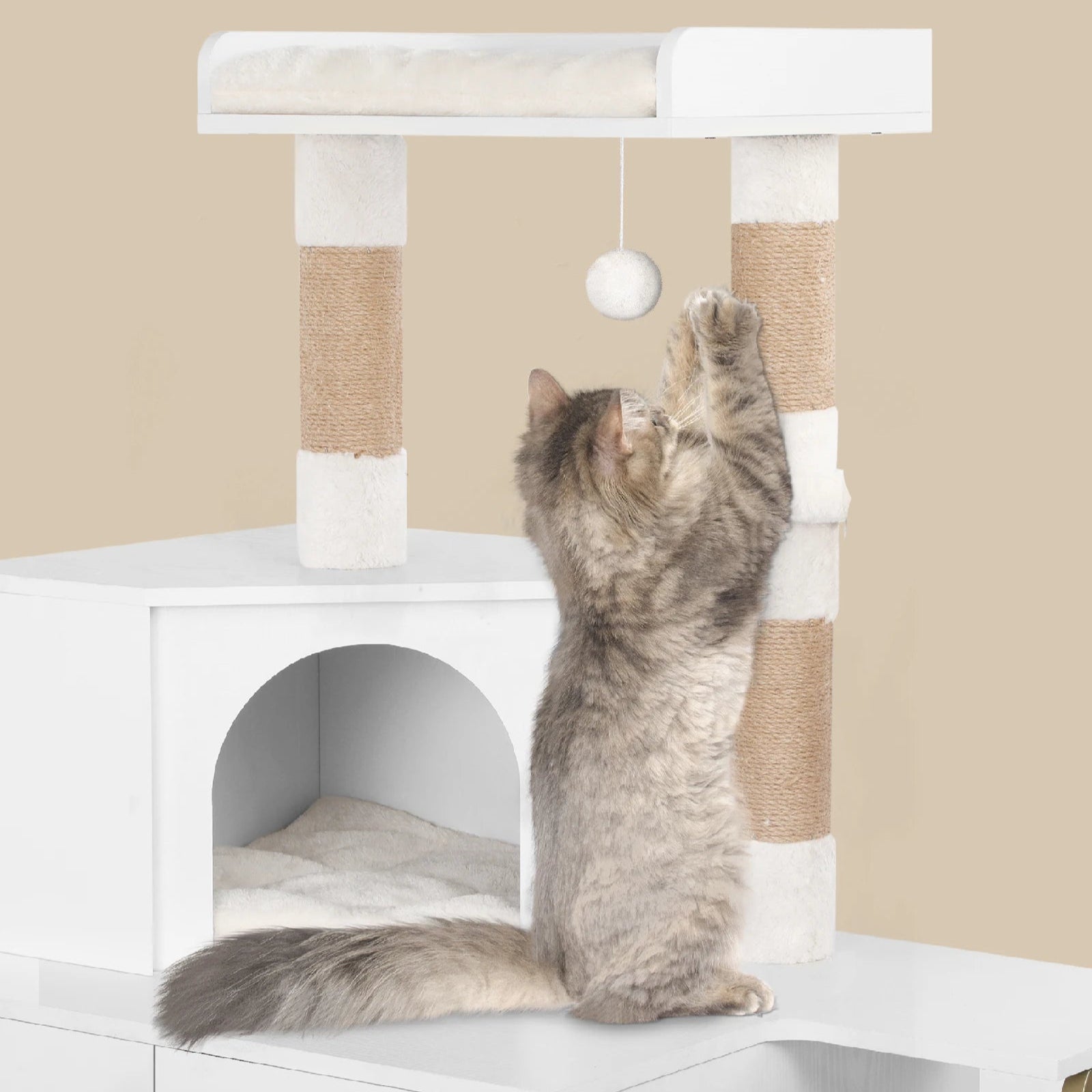 Cat Tree with Litter Box Cabinet