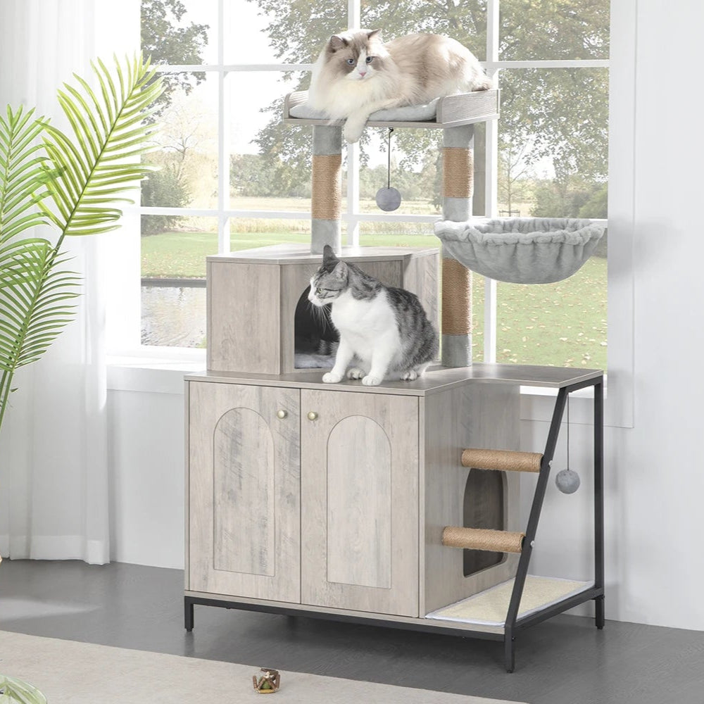 Cat Tree with Litter Box Cabinet
