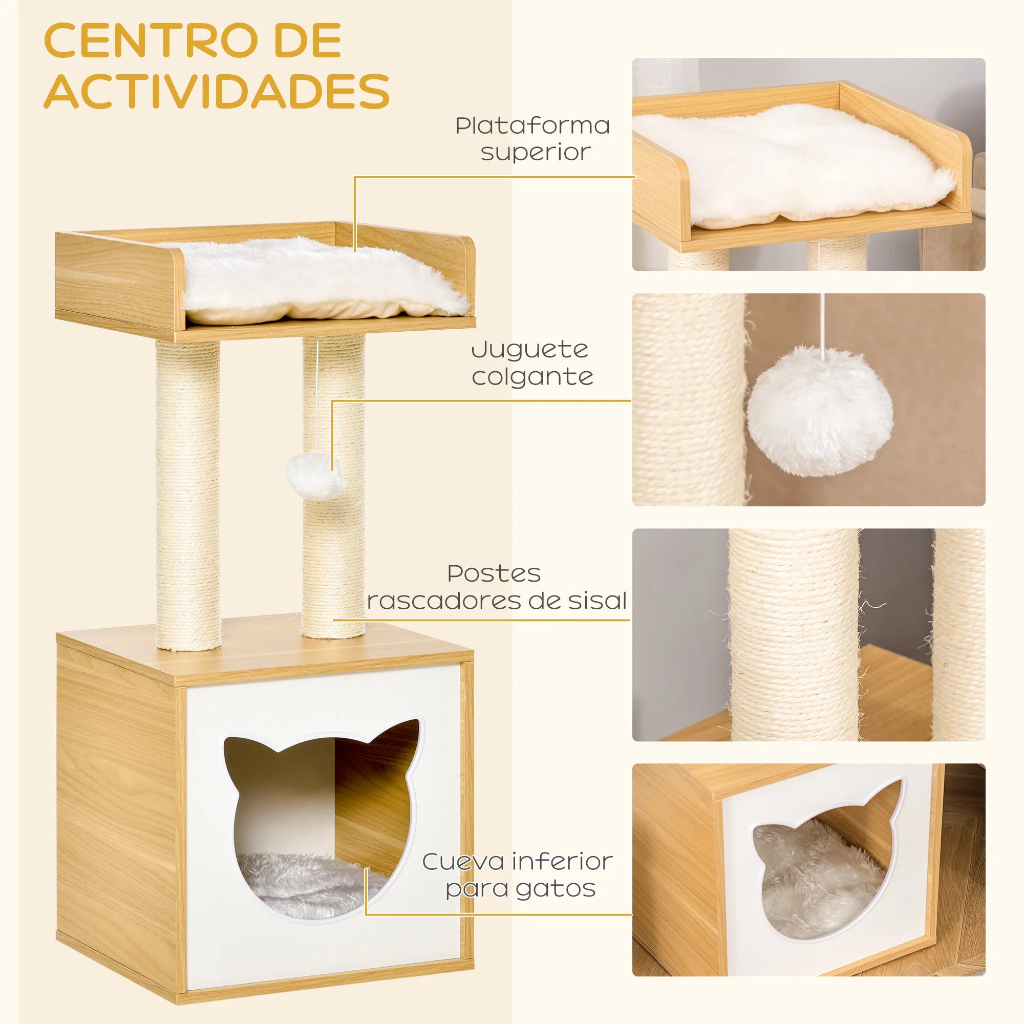 Compact Cat Tree with Cave Bed