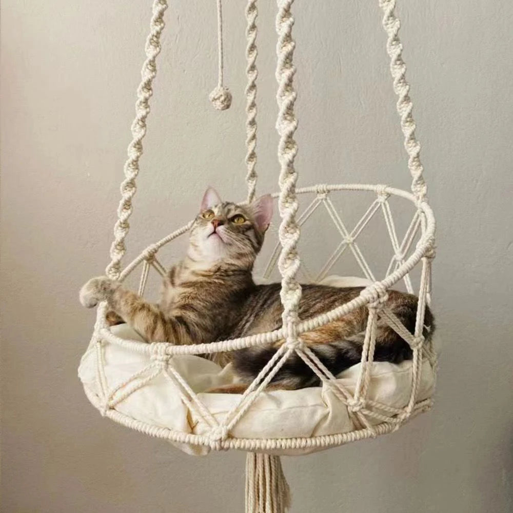 Hand-Woven Boho Kitten Hammock