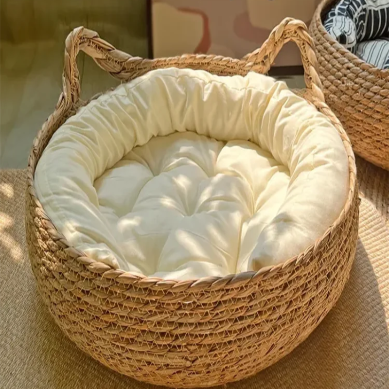 Hand-Woven Rattan Cat Bed