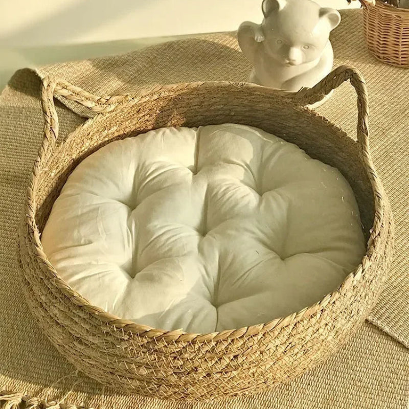 Hand-Woven Rattan Cat Bed