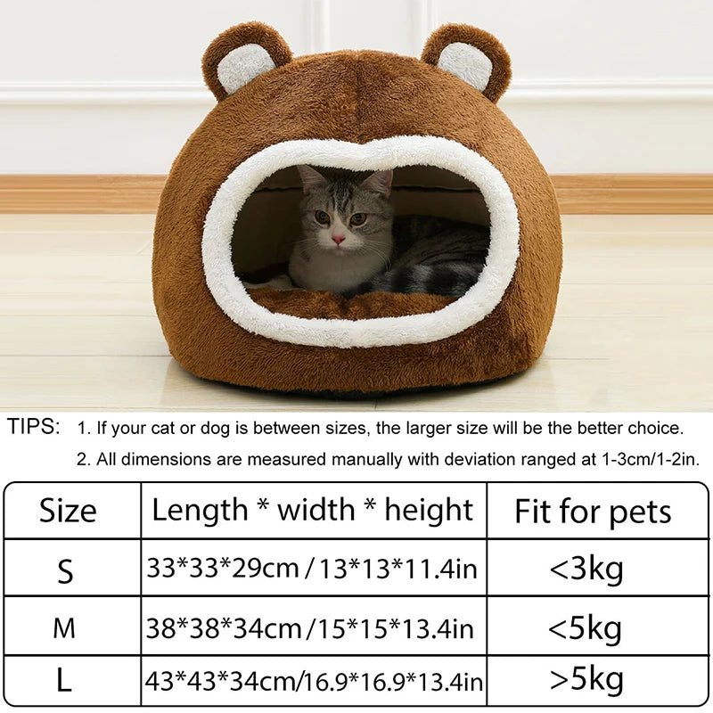 Plush Cave Cat Bed