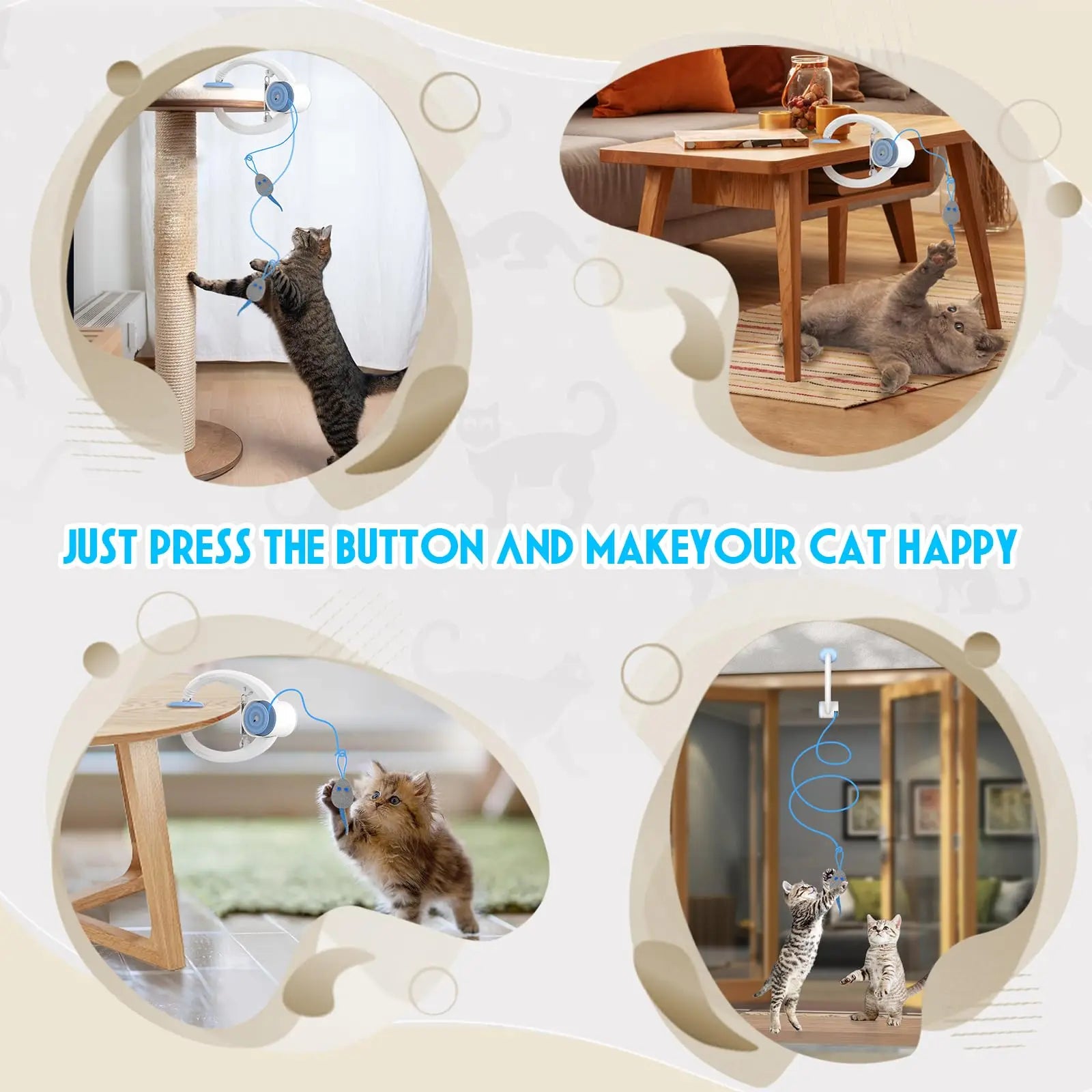 Retractable Hanging Cat Toy with Catnip Mice