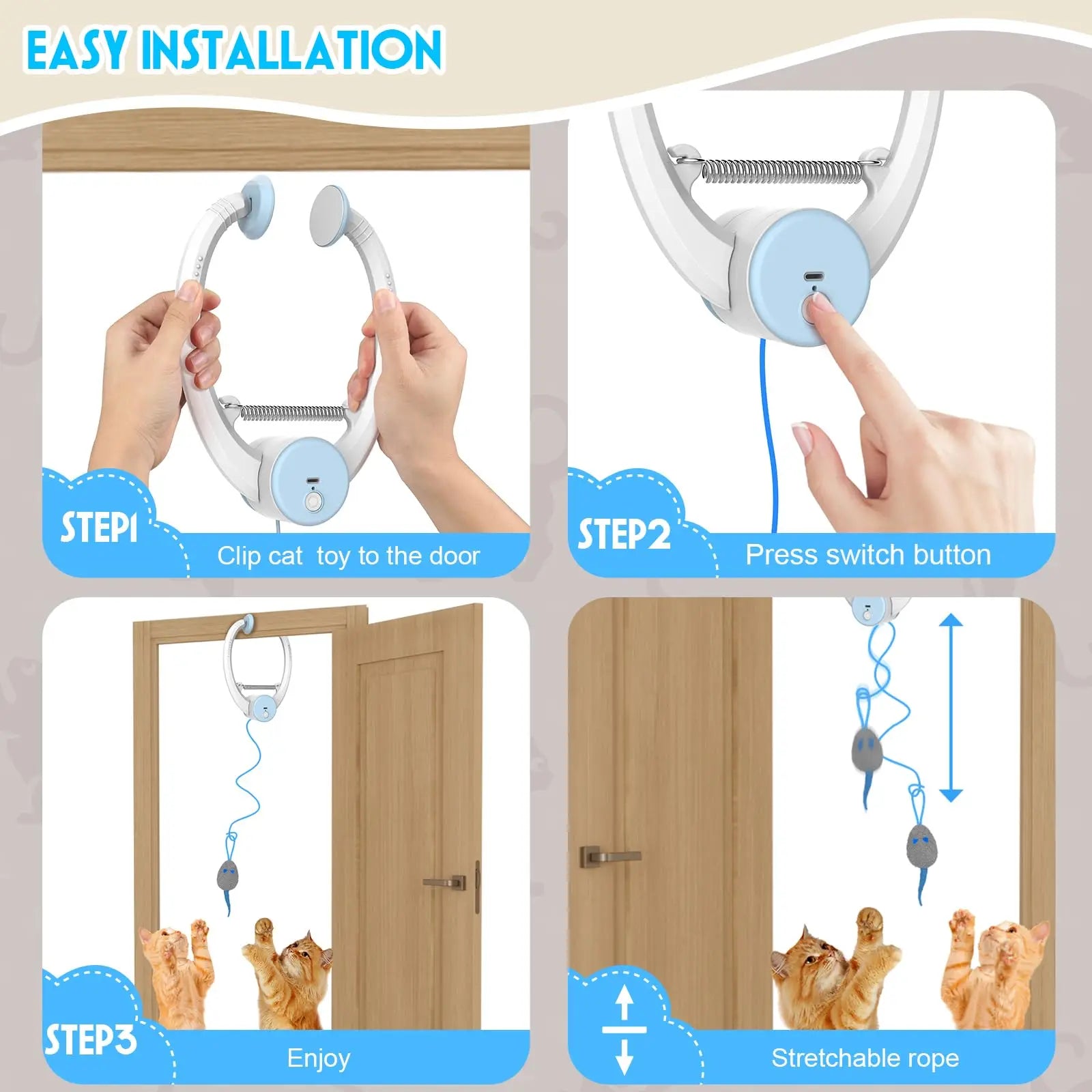 Retractable Hanging Cat Toy with Catnip Mice