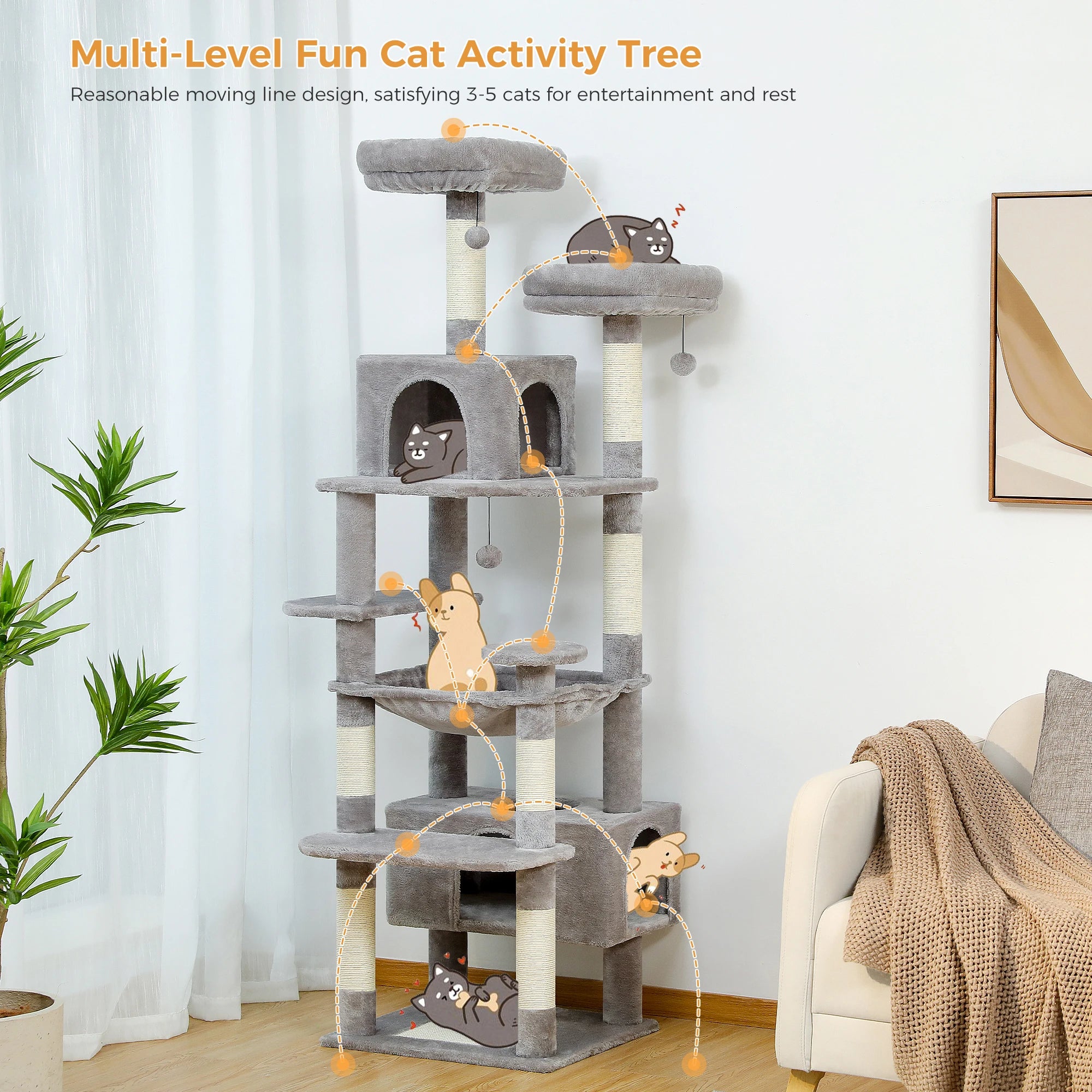 Grand arbre à chat gris