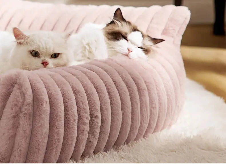 Striped Plush Cat Bed
