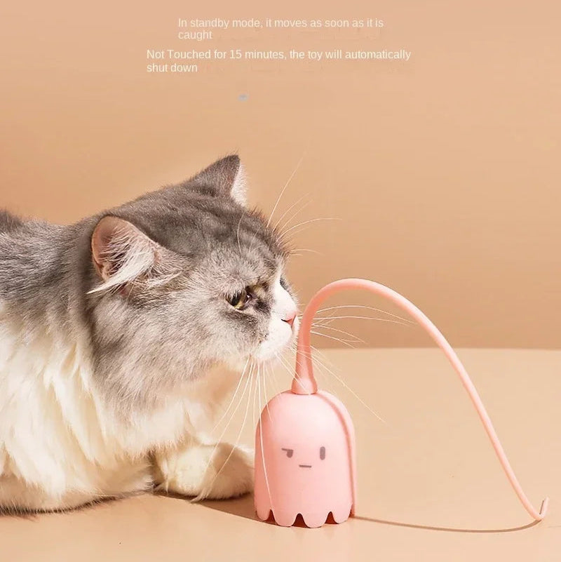 USB Rolling Interactive Cat Ball with Mouse Tail & Teaser Stick