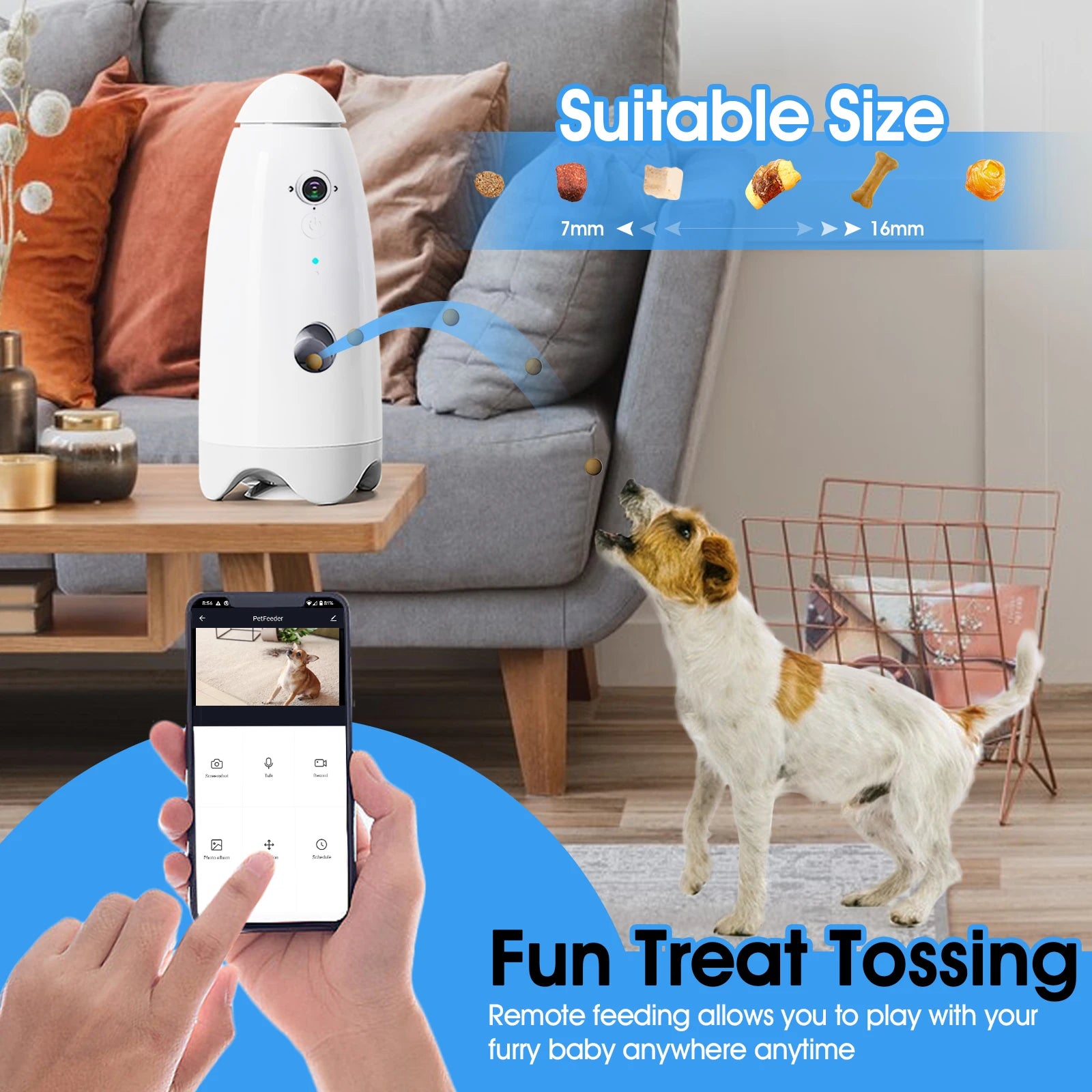 Caméra intelligente pour chien avec distributeur de friandises