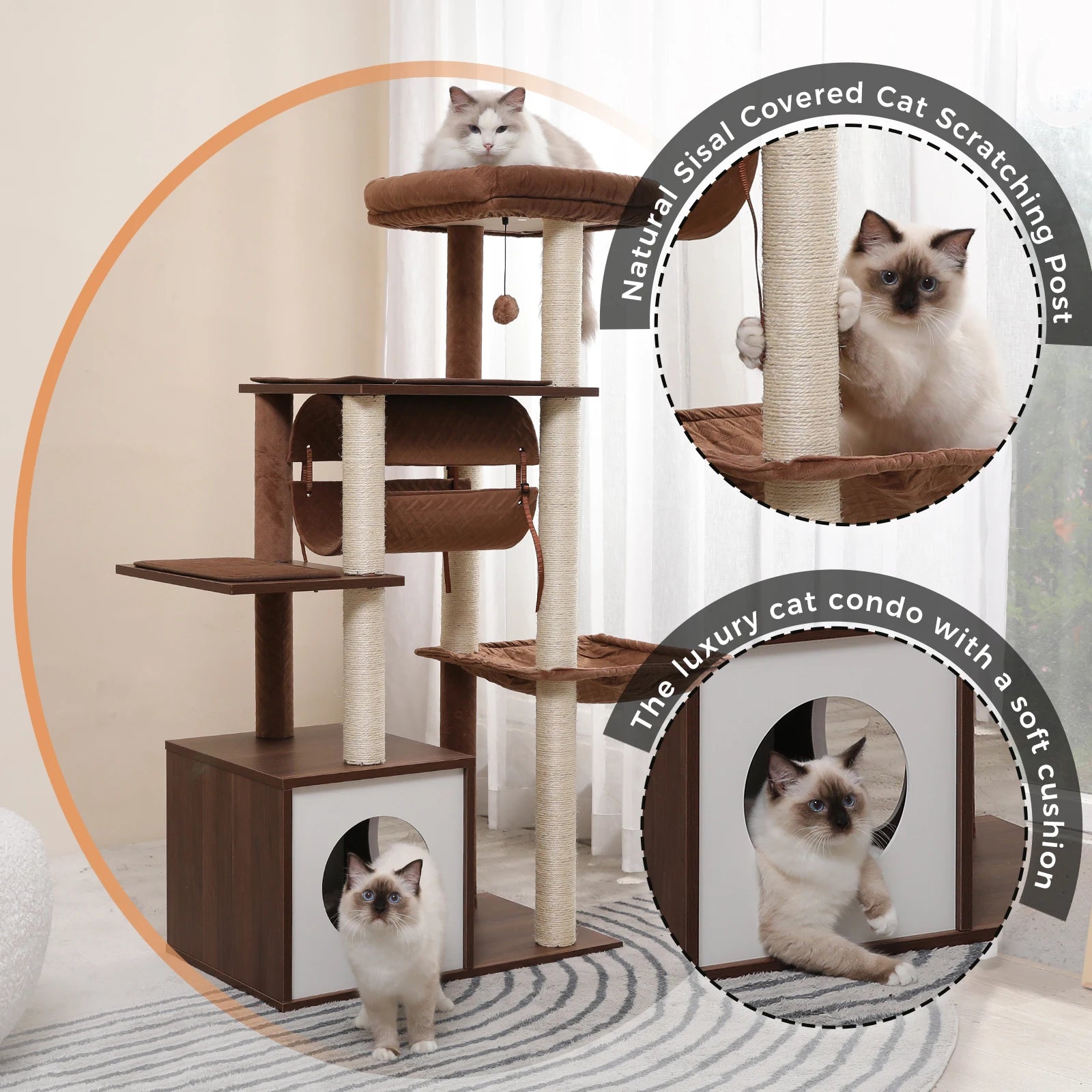 Arbre à chat moderne en bois