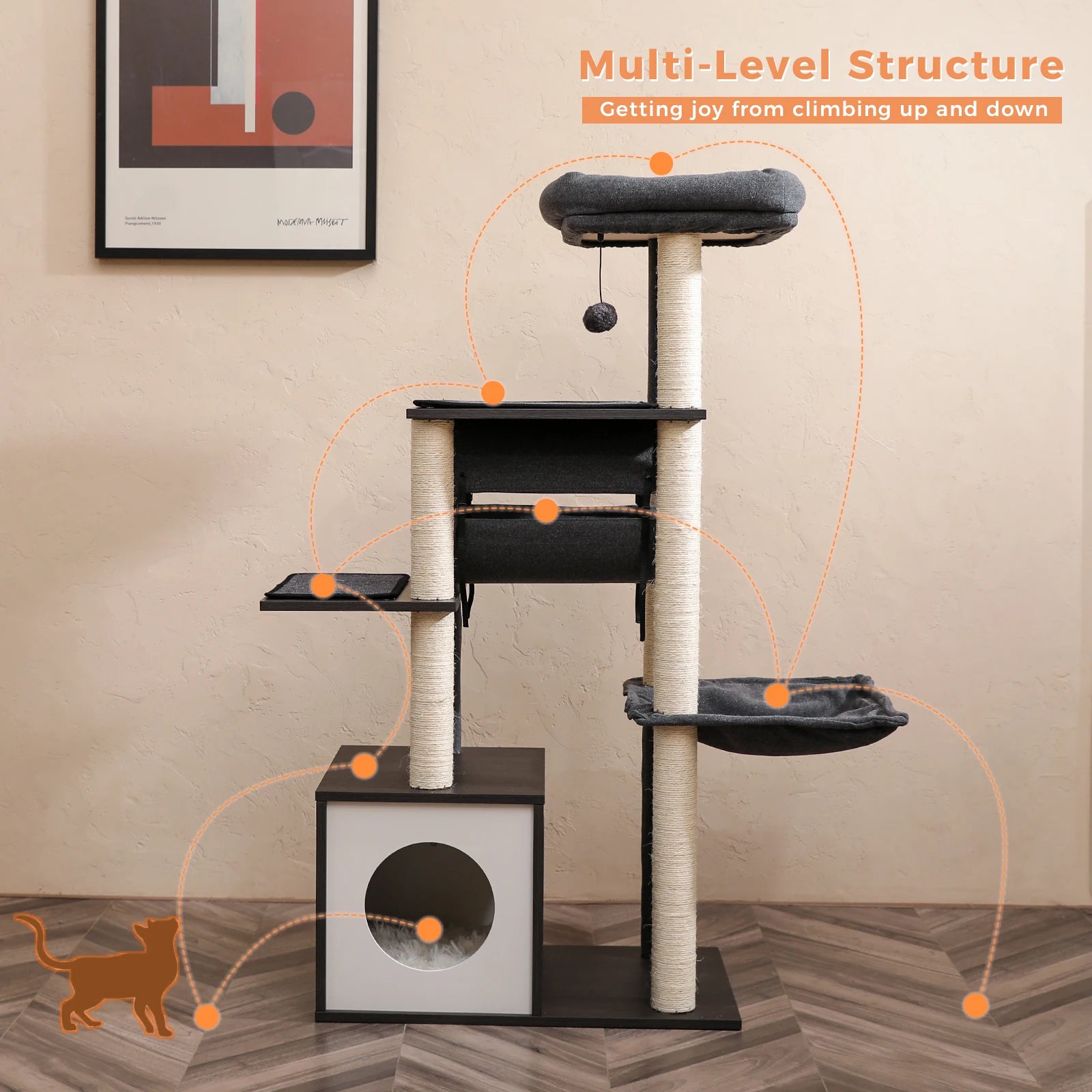 Arbre à chat moderne en bois
