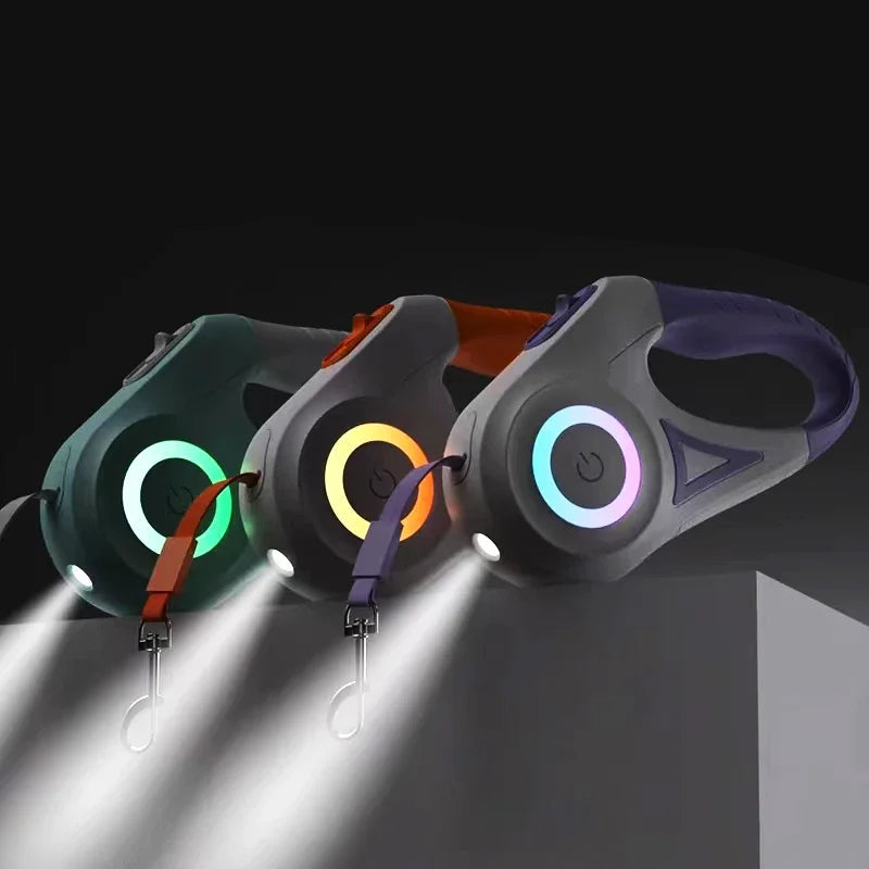 Laisse rétractable pour chien à LED