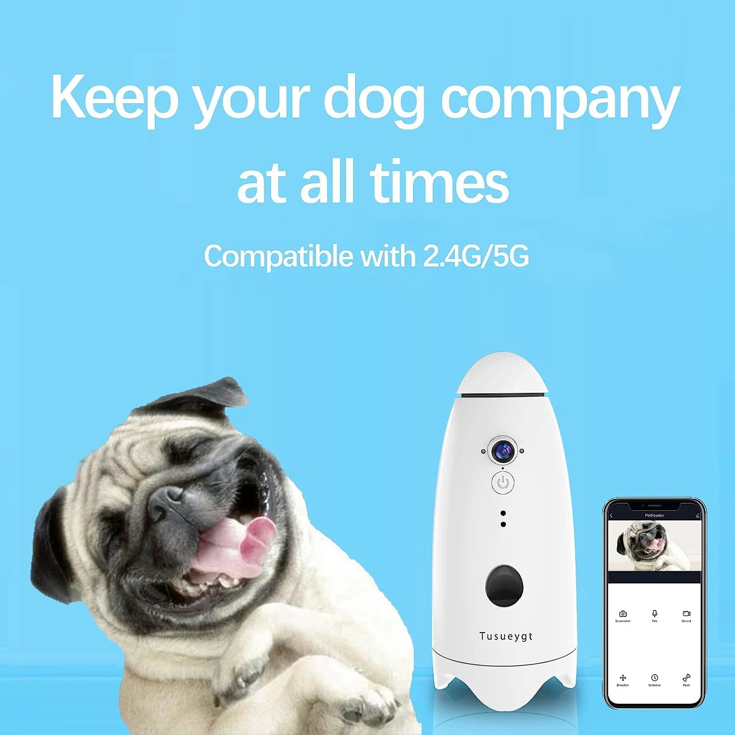 Caméra intelligente pour chien avec distributeur de friandises