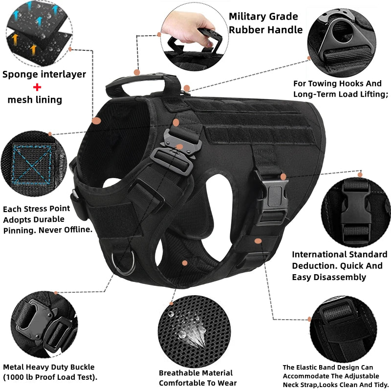 Harnais tactique militaire pour chien