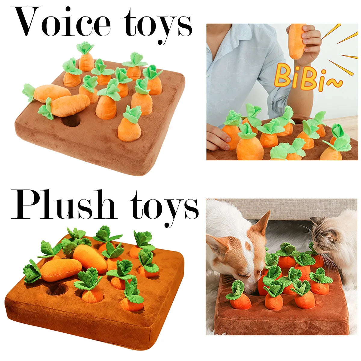 Jouet en peluche carotte pour chien