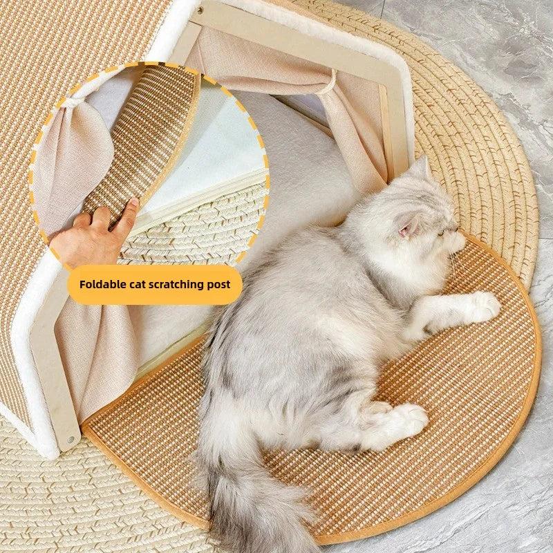 Semi-Enclosed Cat House with Scratcher