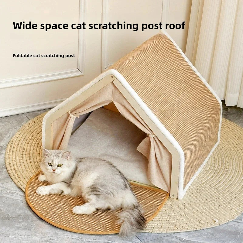 Semi-Enclosed Cat House with Scratcher