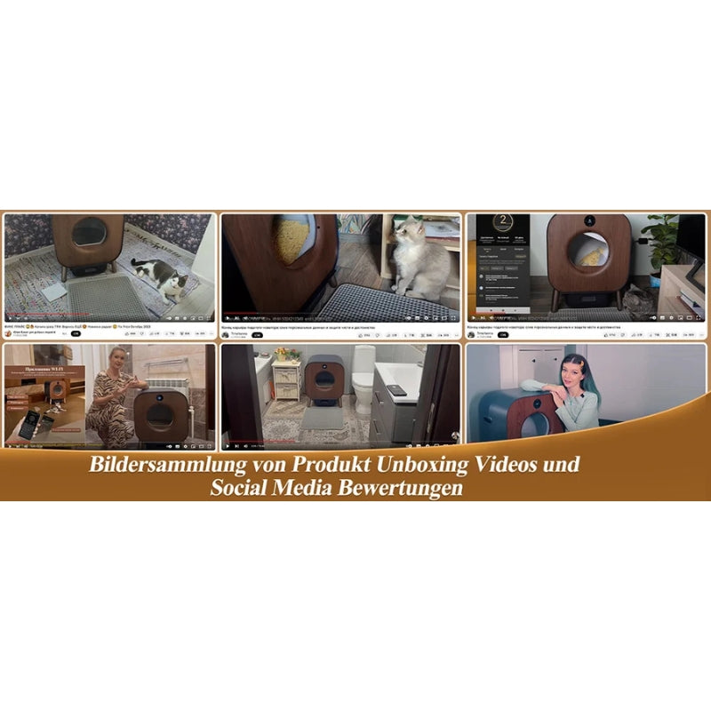 Smart Cat Litter Box with Wood Design