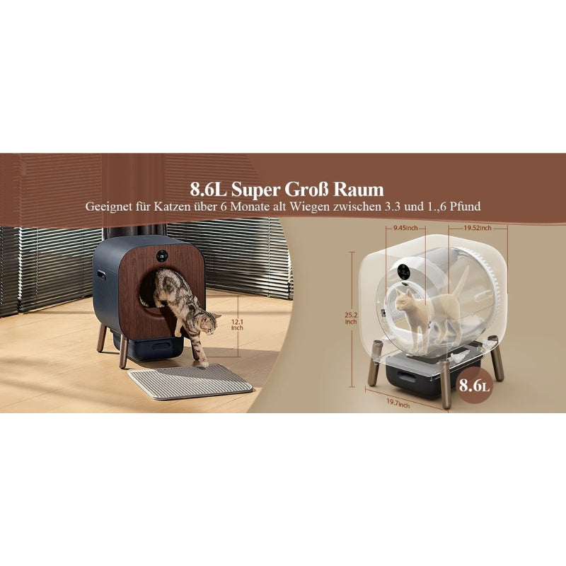 Smart Cat Litter Box with Wood Design