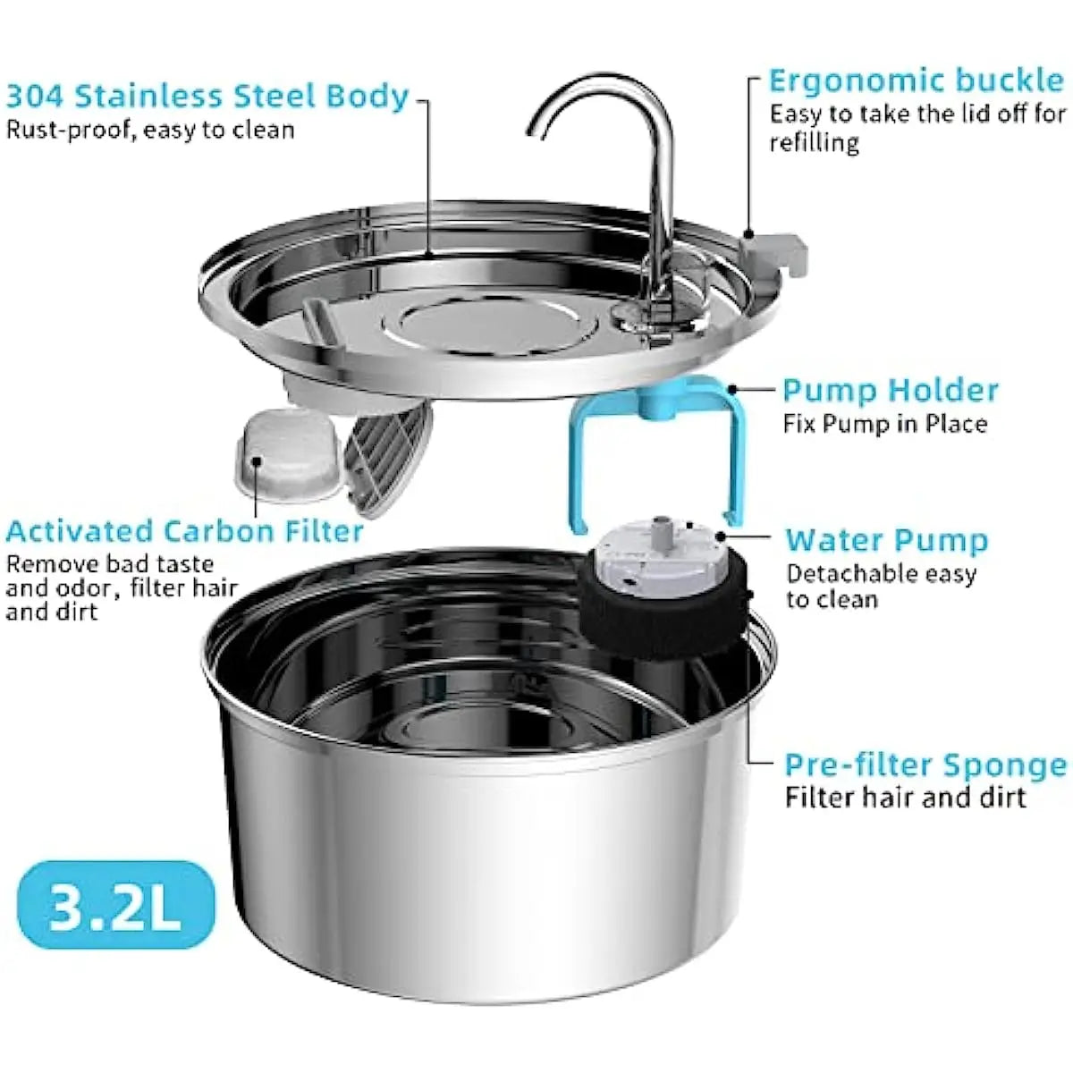 Stainless Steel Cat Water Fountain