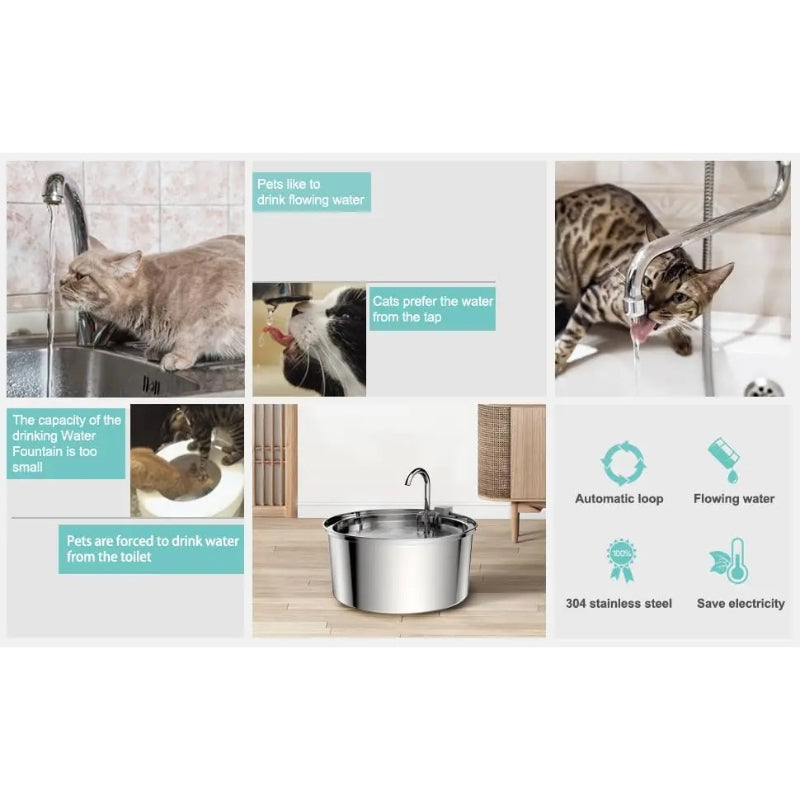 Stainless Steel Cat Water Fountain