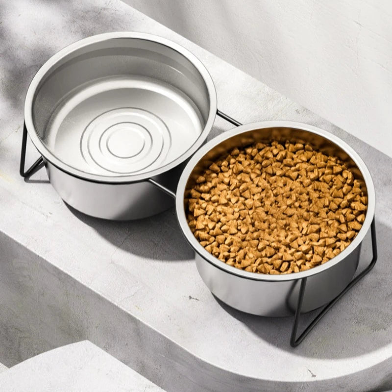 Stainless Steel Slow Feeder Dog Bowl – Elevated Anti-Slip Stand