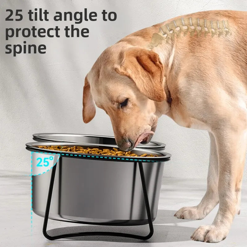 Stainless Steel Slow Feeder Dog Bowl – Elevated Anti-Slip Stand