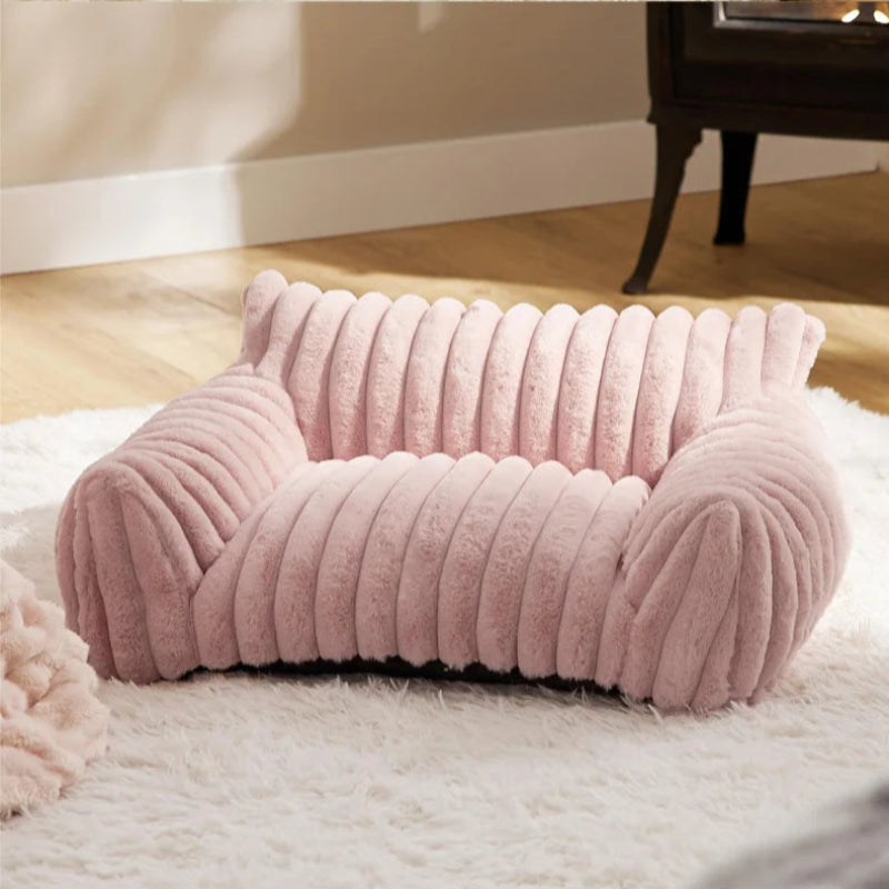 Striped Plush Cat Bed