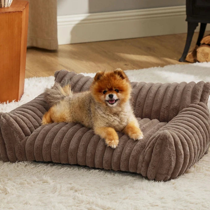 Striped Plush Cat Bed