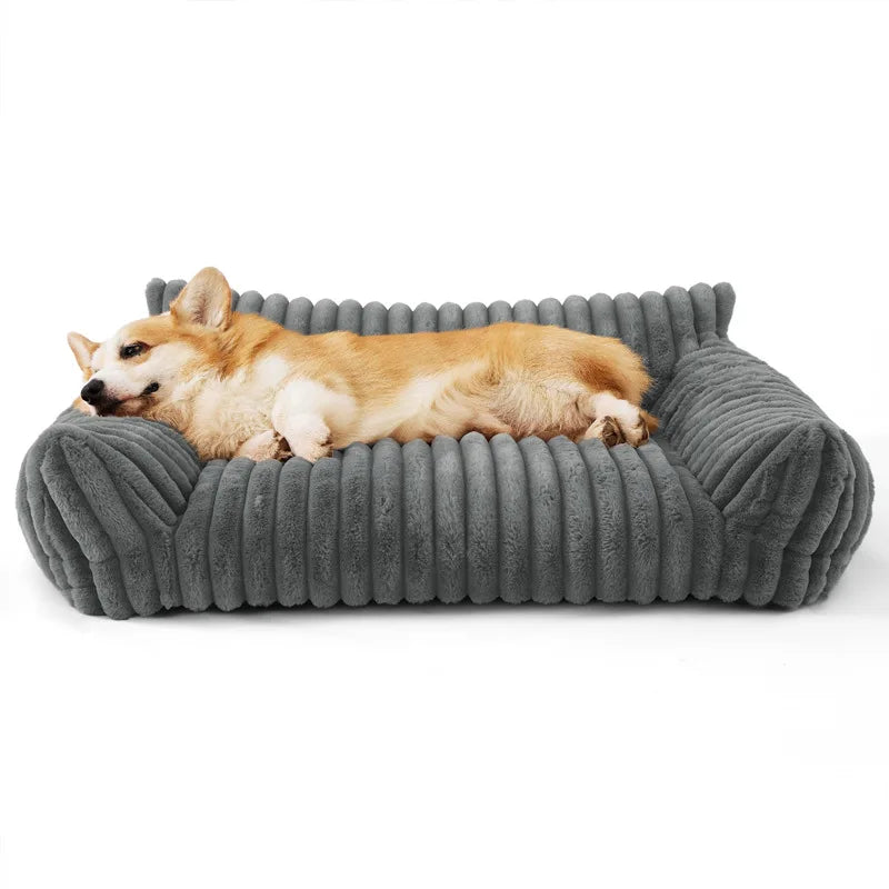 Striped Plush Cat Bed