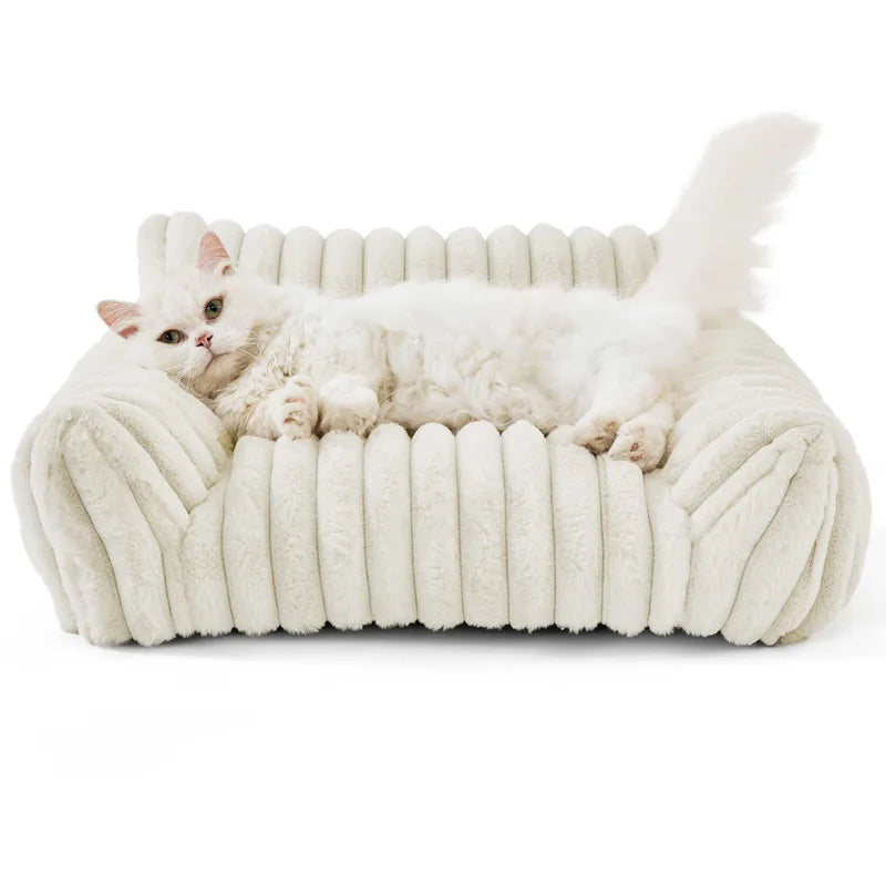 Striped Plush Cat Bed