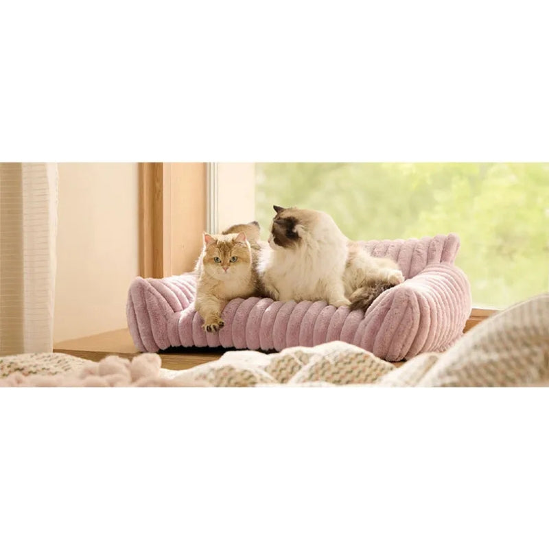 Striped Plush Cat Bed