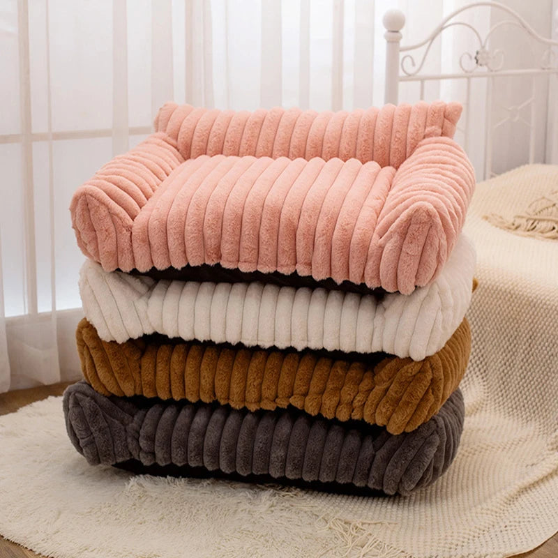 Striped Plush Cat Bed