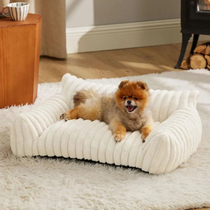 Striped Plush Cat Bed