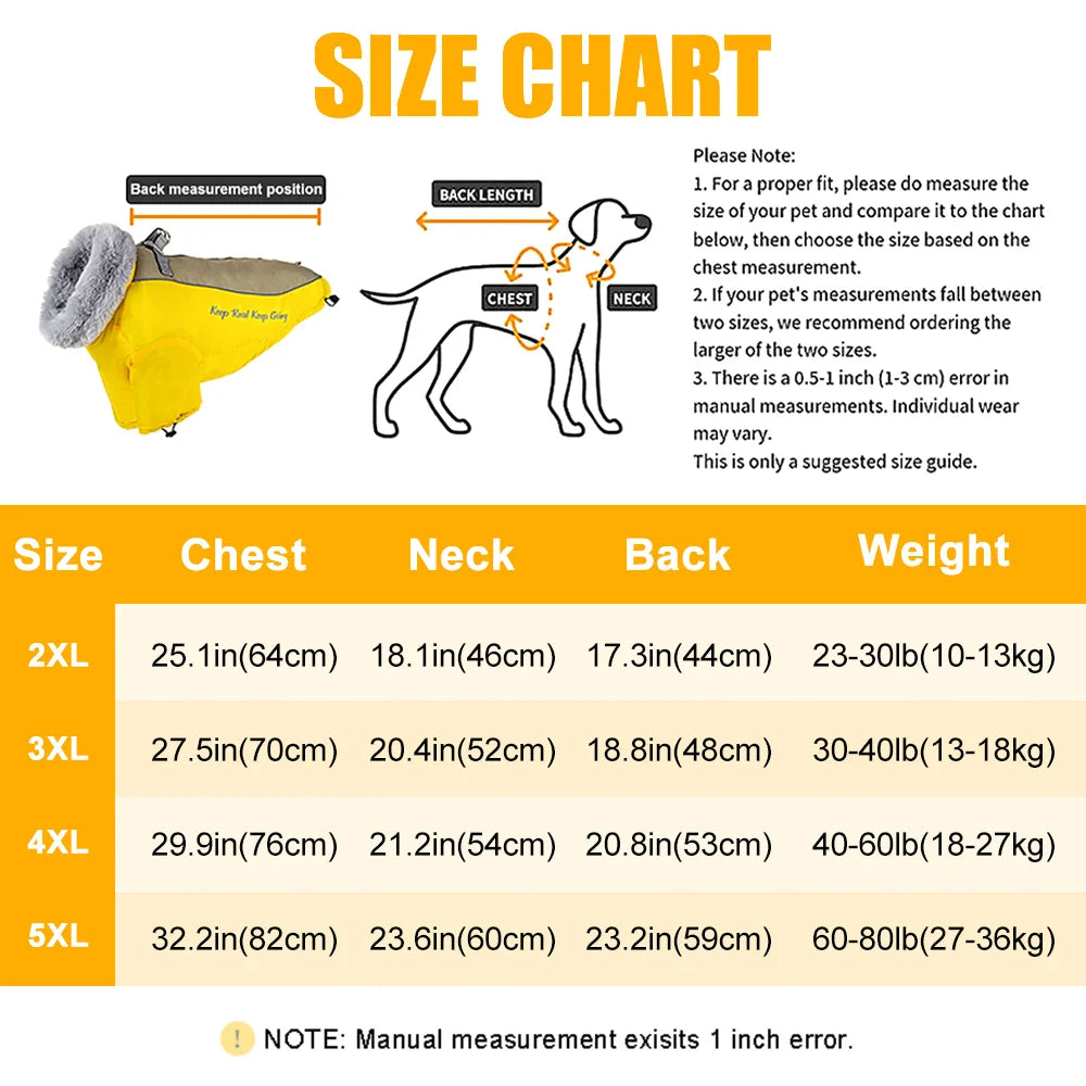 Thick Waterproof Warm Dog Coat with Fur Collar