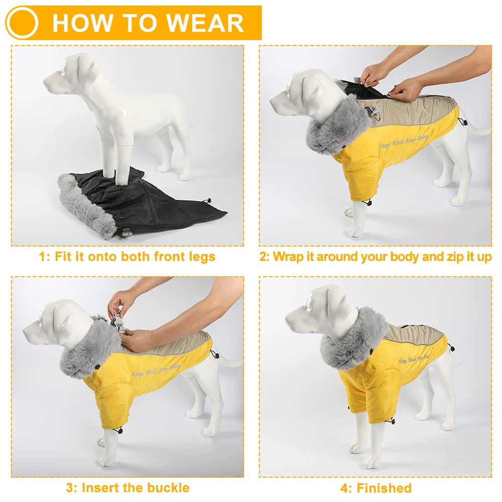 Thick Waterproof Warm Dog Coat with Fur Collar
