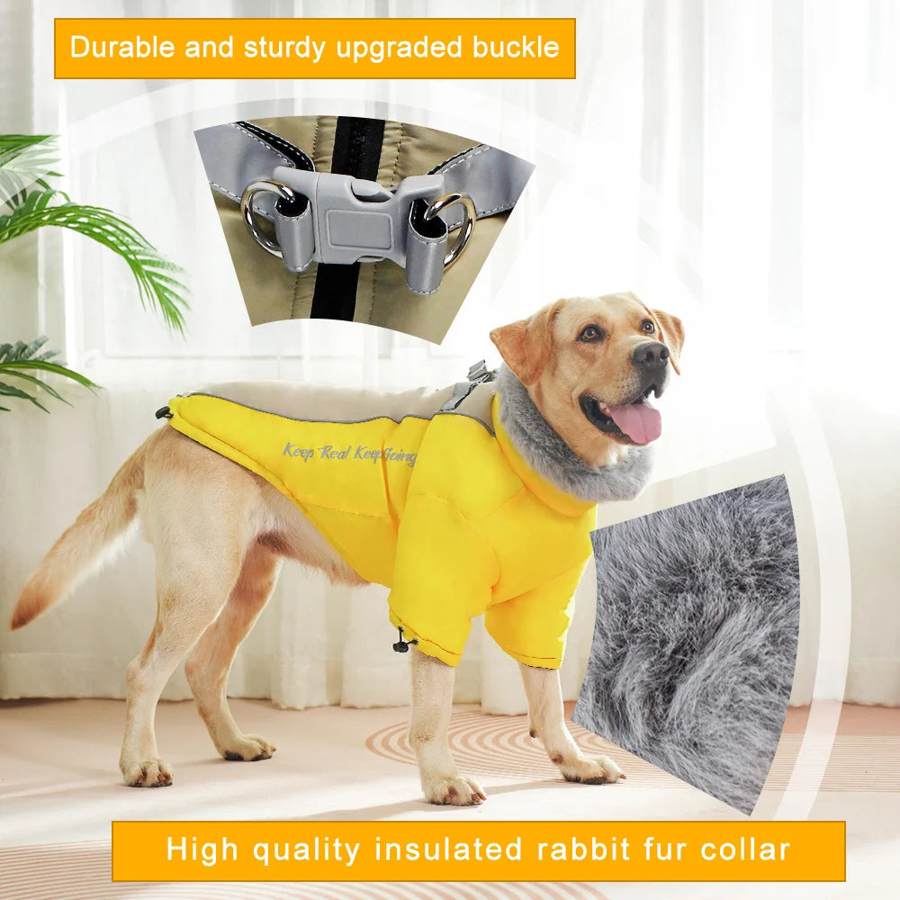 Thick Waterproof Warm Dog Coat with Fur Collar