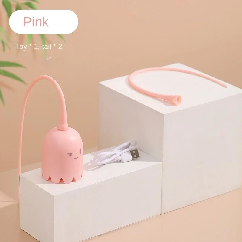 USB Rolling Interactive Cat Ball with Mouse Tail & Teaser Stick