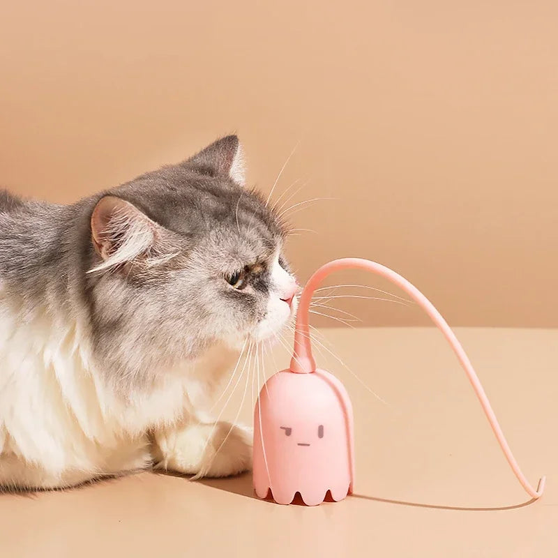 USB Rolling Interactive Cat Ball with Mouse Tail & Teaser Stick