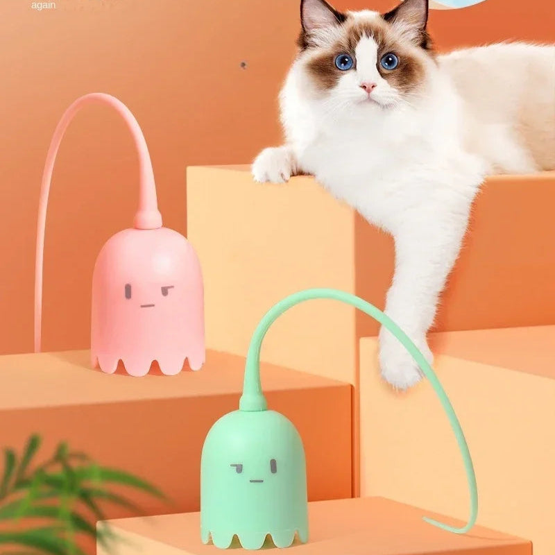 USB Rolling Interactive Cat Ball with Mouse Tail & Teaser Stick