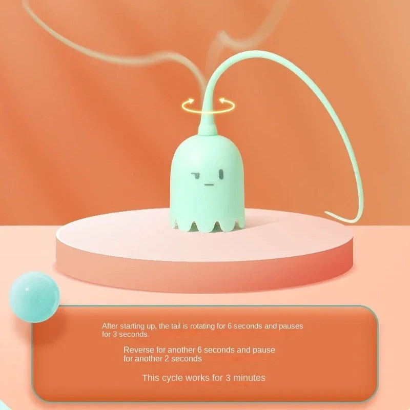 USB Rolling Interactive Cat Ball with Mouse Tail & Teaser Stick