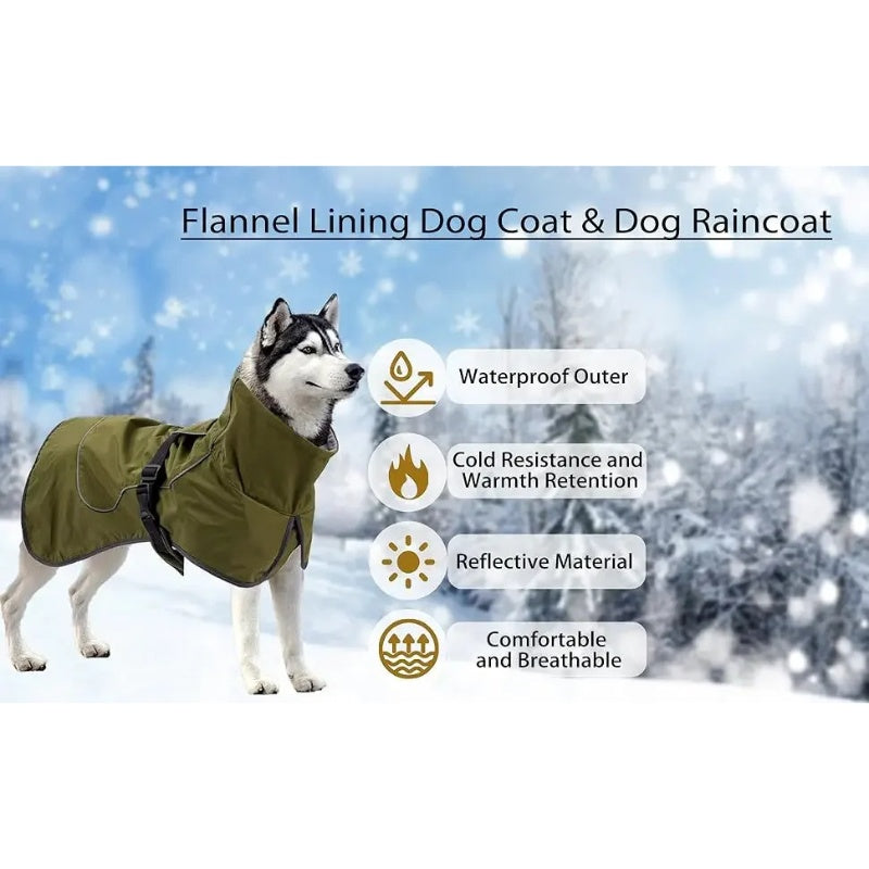 Waterproof Dog Raincoat with Soft Fleece Lining