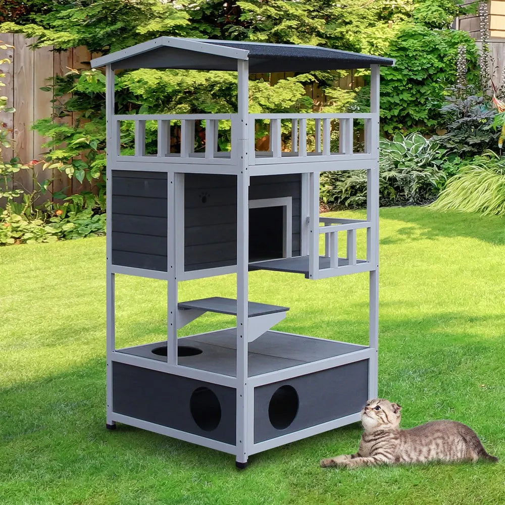 Wooden Exterior Cat House