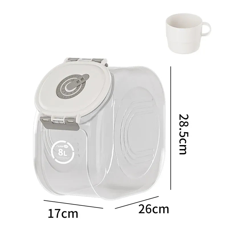 TechnuPet Pet Food Storage Grey 8L Airtight Pet Food Storage Container – 5/10kg Large Capacity