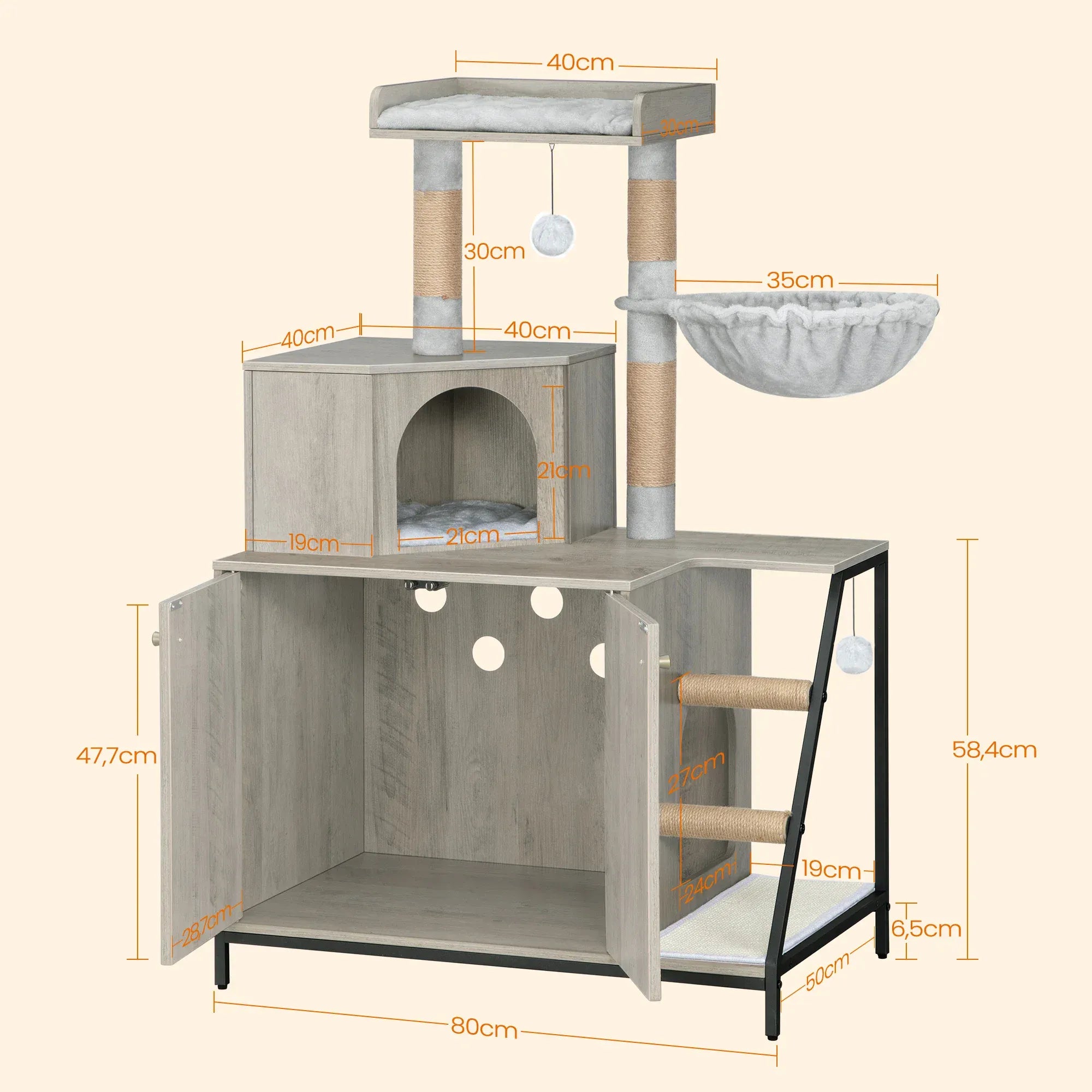 TechnuPet Cat Tree Cat Tree with Litter Box Cabinet