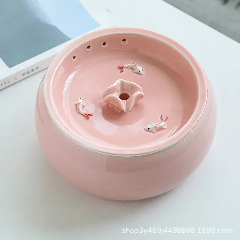 TechnuPet Smart Cat Feeder Pink / US Plug 110V AC Ceramic Cat Water Fountain