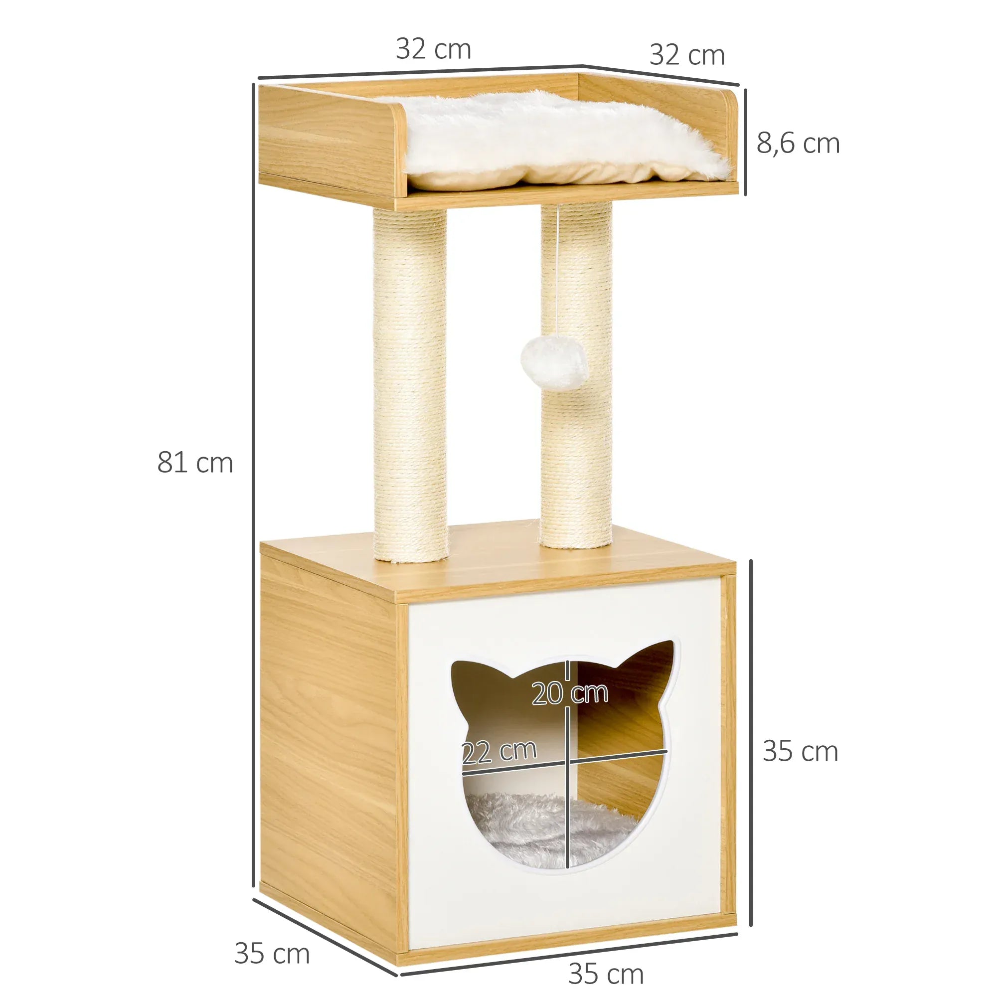 TechnuPet Cat Tree spain Compact Cat Tree with Cave Bed